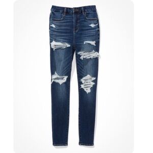 AEO Ne(x)t Level Ripped Curvy High- Waisted Jegging, Size 2 Regular